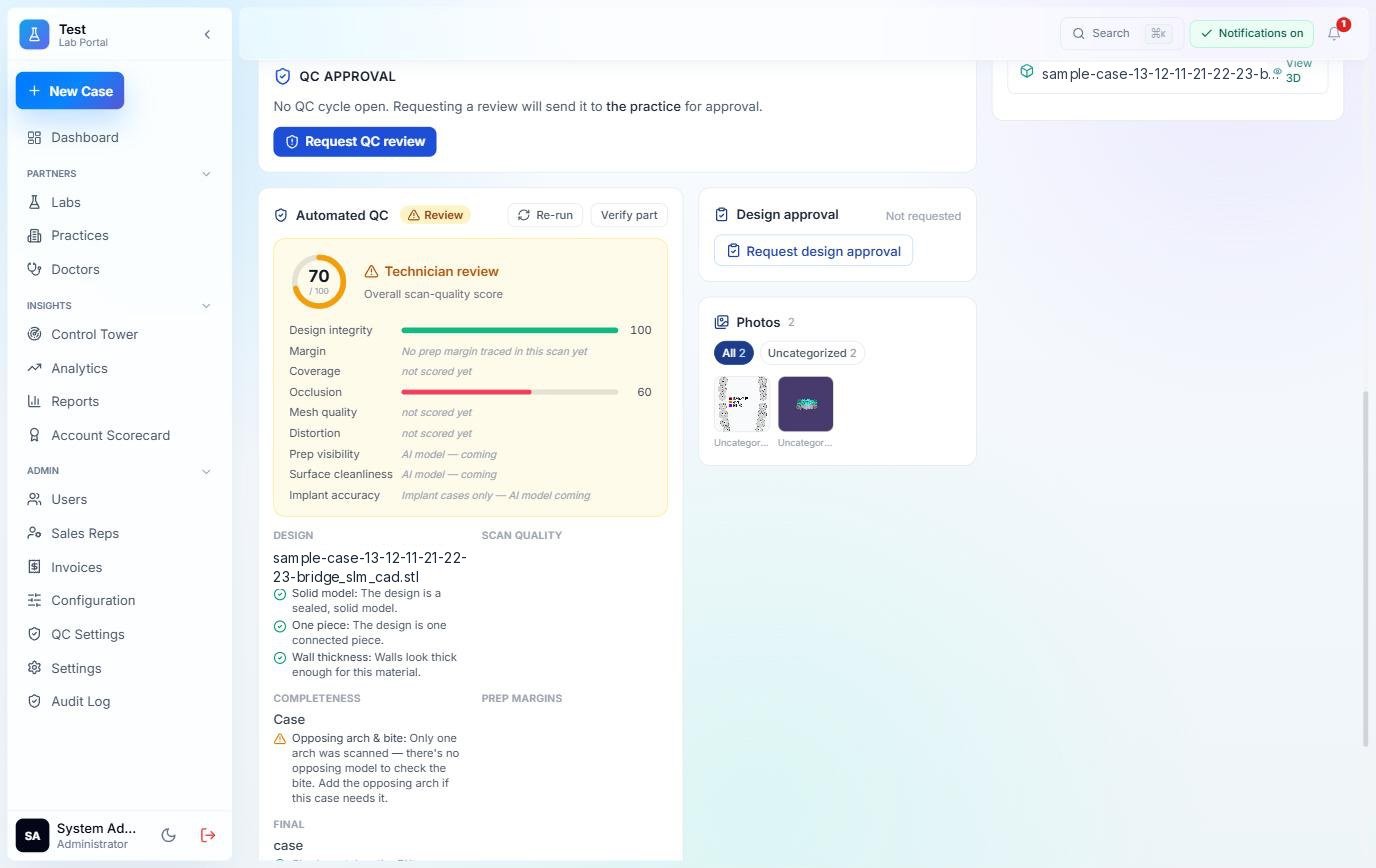 The automated quality report with score card and plain language findings
